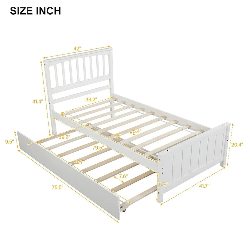 Merax Twin-size Platform Bed with a Trundle