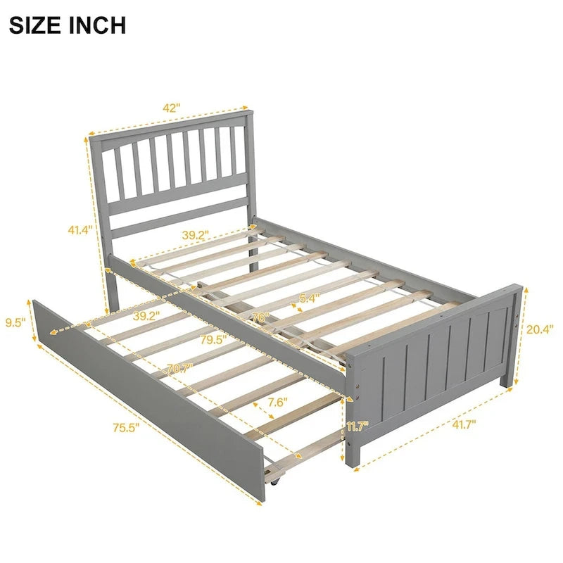 Merax Twin-size Platform Bed with a Trundle