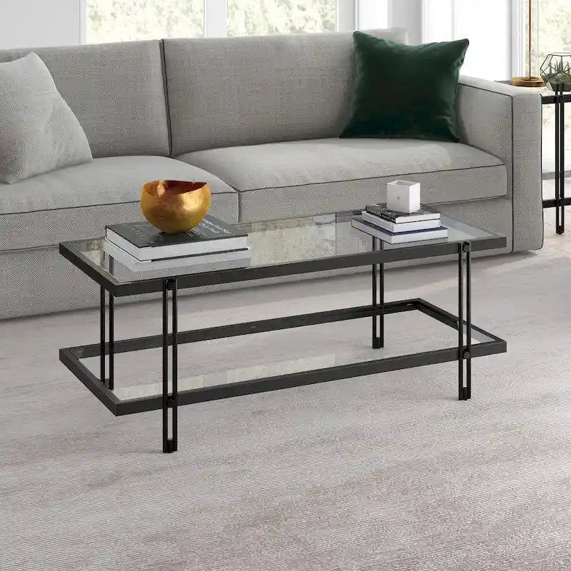 Inez Modern Steel and Glass Coffee Table