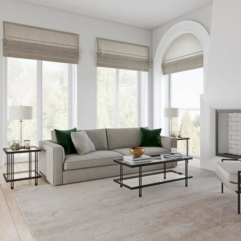 Inez Modern Steel and Glass Coffee Table