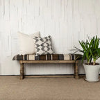 Greenfield I Brown & Beige Patterned Jute w/ Wood Frame Accent Bench - 59W x 14.3D x 19H