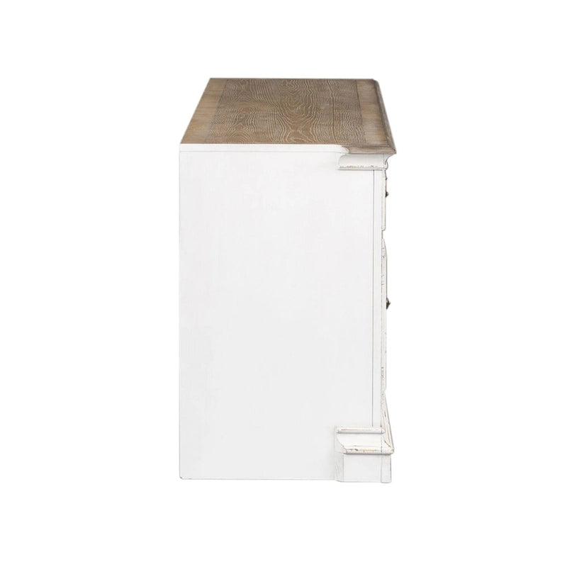 Magnolia Manor Antique White & Weathered Bark Entertainment TV Stand - 73 Wide