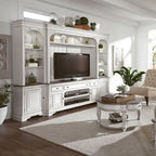 Magnolia Manor Antique White & Weathered Bark Entertainment TV Stand - 73 Wide