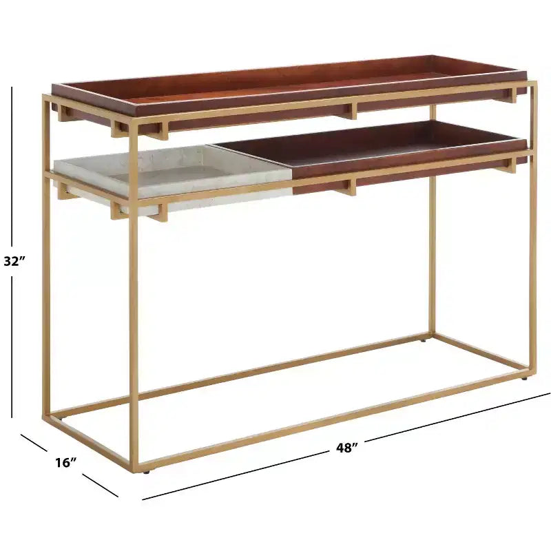 Akari Marble Console Table - CNS3700A - Brown/White - Safavieh