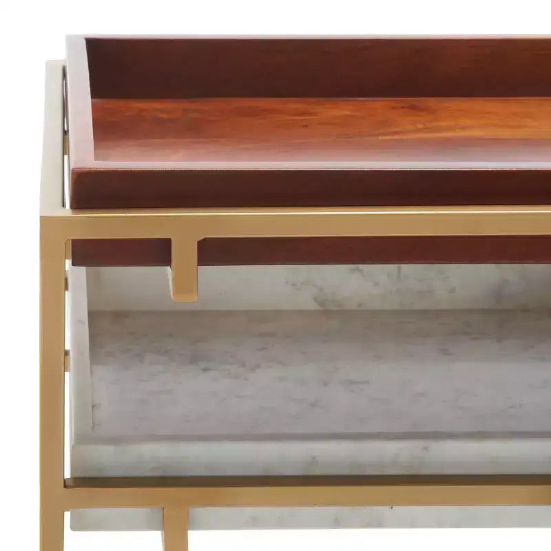 Akari Marble Console Table - CNS3700A - Brown/White - Safavieh