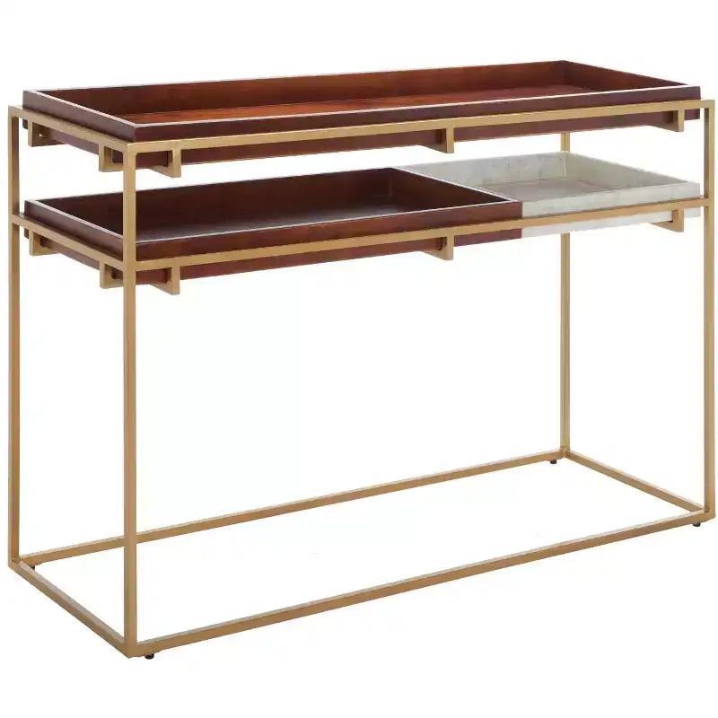 Akari Marble Console Table - CNS3700A - Brown/White - Safavieh
