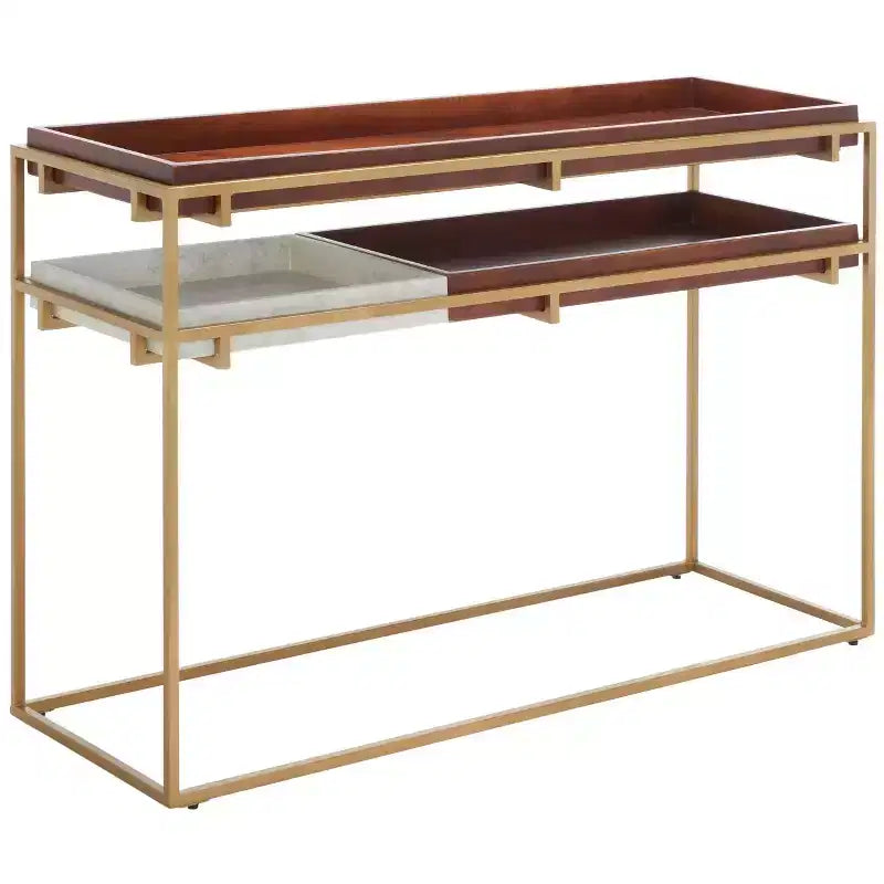 Akari Marble Console Table - CNS3700A - Brown/White - Safavieh