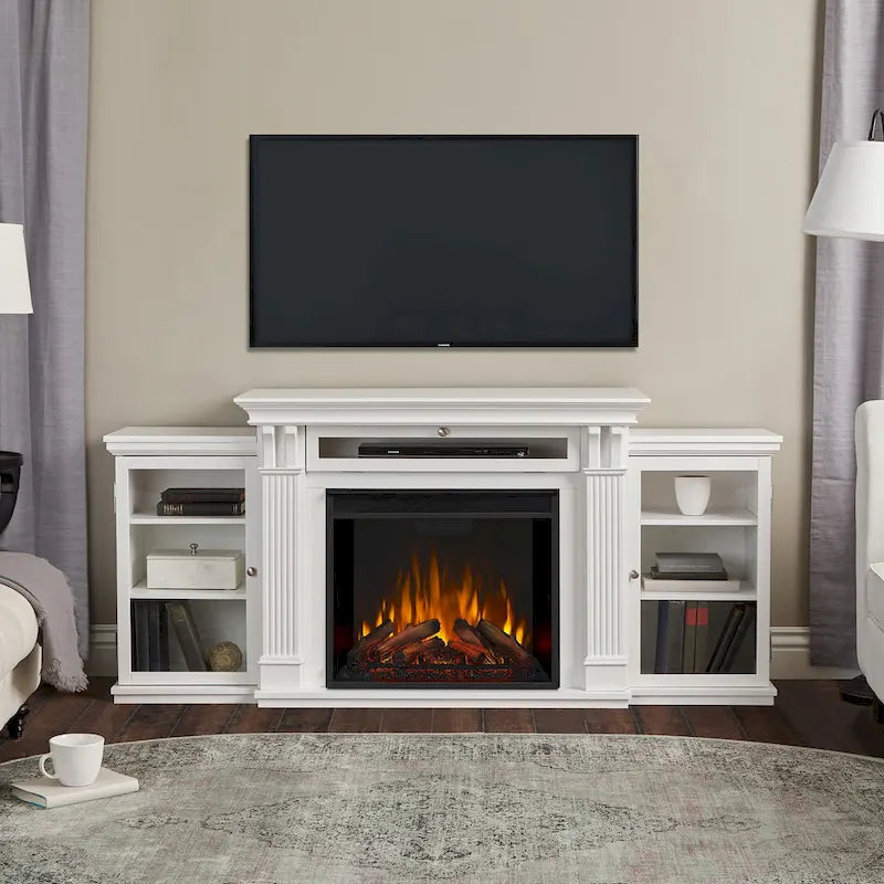 Calie 67 Electric TV Stand Fireplace in White by Real Flame