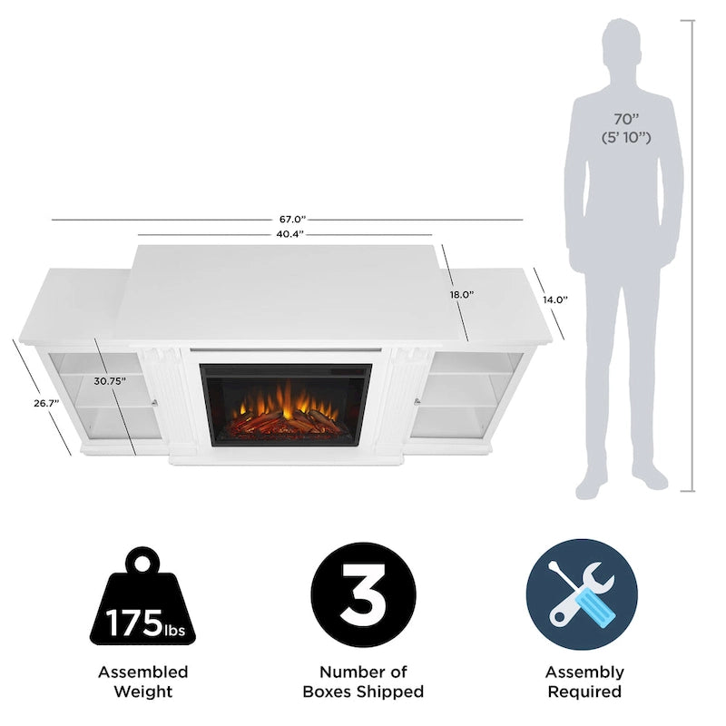 Calie 67 Electric TV Stand Fireplace in White by Real Flame
