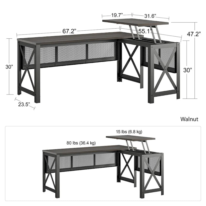 Avenue Greene Leighton L Desk with Lift Top