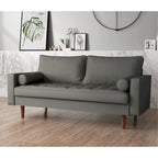 US Pride Faux Leather Mid-century Modern Sofa