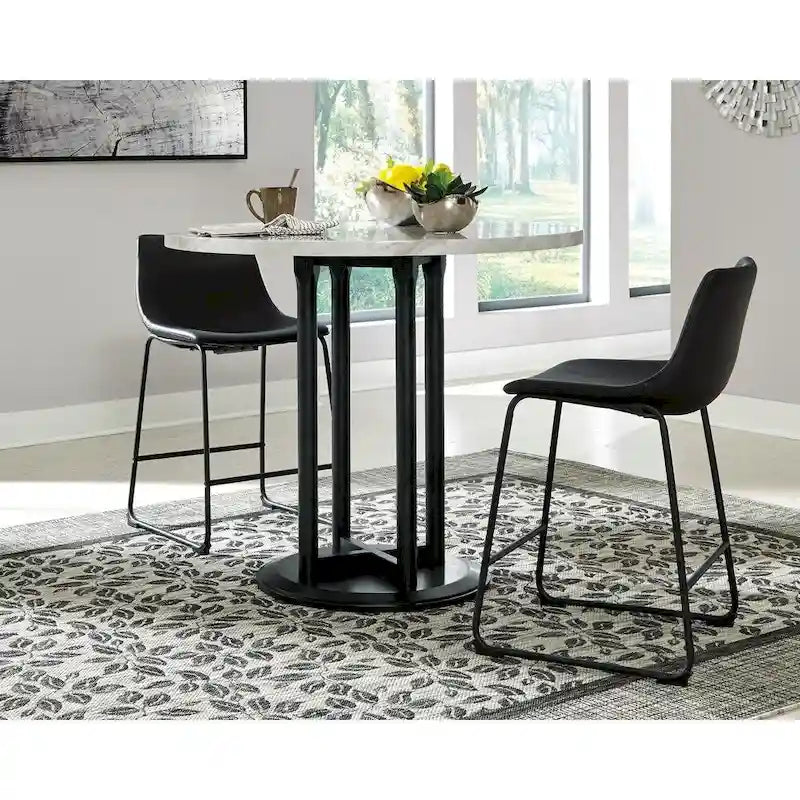 Centiar White/Black Circular Counter Height Table