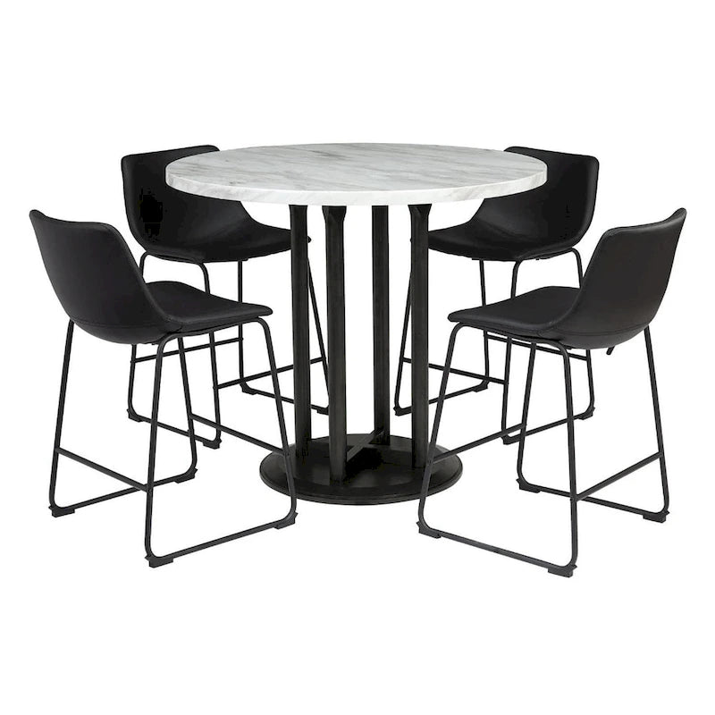 Centiar White/Black Circular Counter Height Table