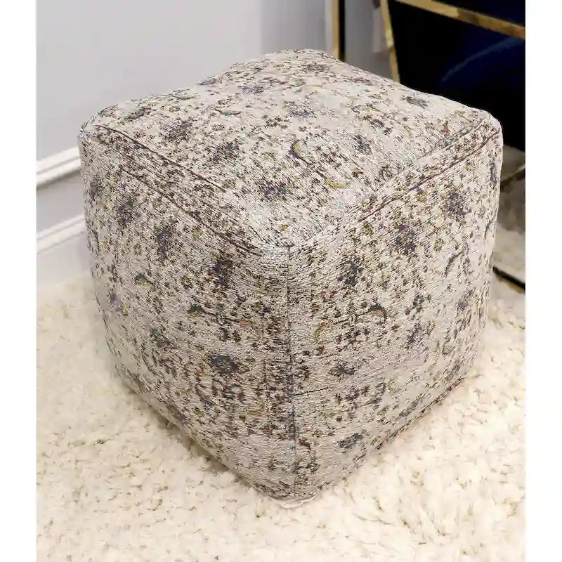 Pasargad Home Grandcanyon Premium Cotton Pouf, Toupe