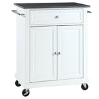 Crosley White Finish/Solid Black Granite Top Kitchen Cart/Island - 18d x 31w x 35.5h