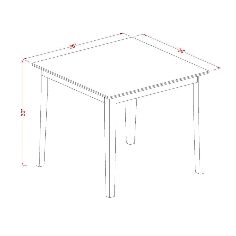 East West Furniture Dining Room Table Set Contains a Square Kitchen Table and Dining Chairs, Mahogany