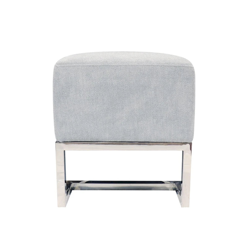 Pasargad Home Luxe Upholstered Stainless Steel Bench - W48xD16.5xH17.6
