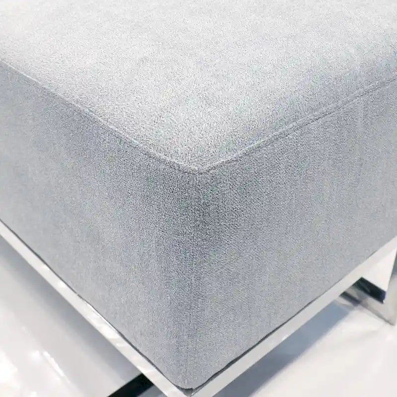 Pasargad Home Luxe Upholstered Stainless Steel Bench - W48xD16.5xH17.6