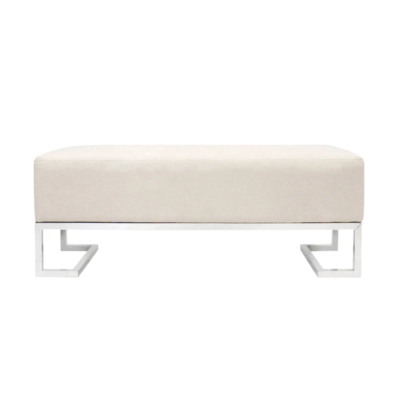Pasargad Home Luxe Upholstered Stainless Steel Bench - W48xD16.5xH17.6
