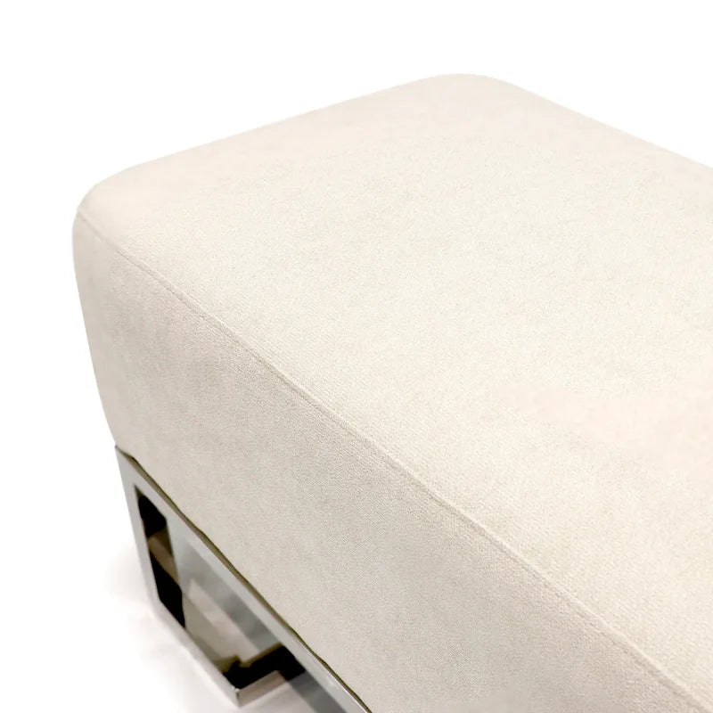 Pasargad Home Luxe Upholstered Stainless Steel Bench - W48xD16.5xH17.6