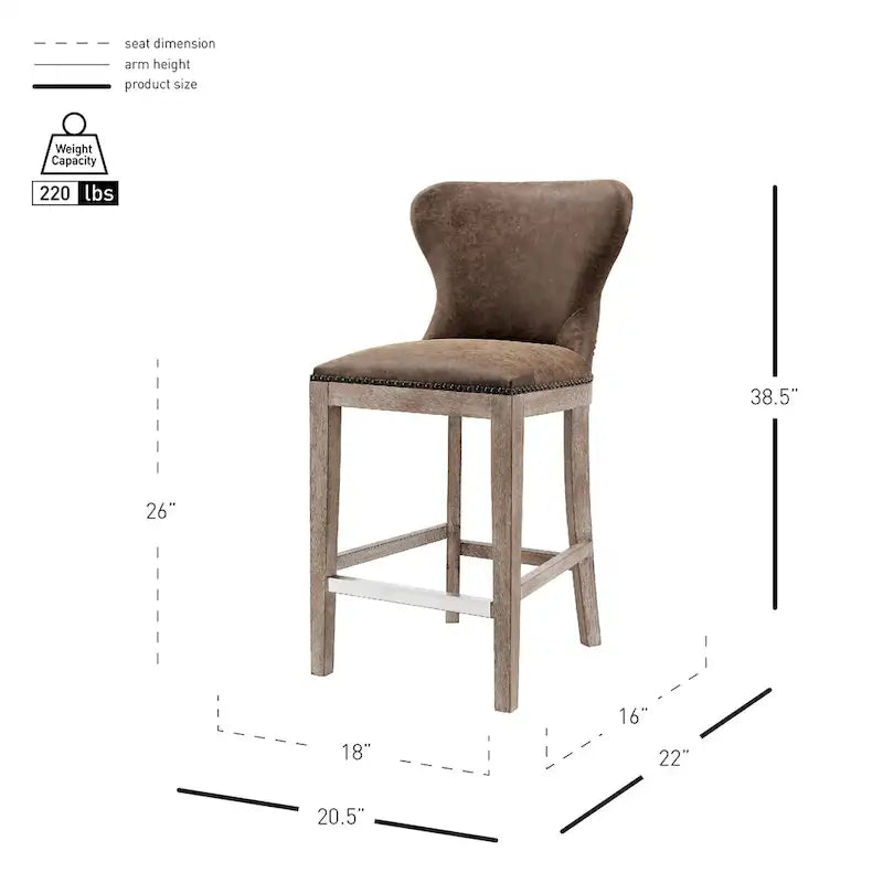 Dorsey Brown and Grey Nubuck Counter Stool