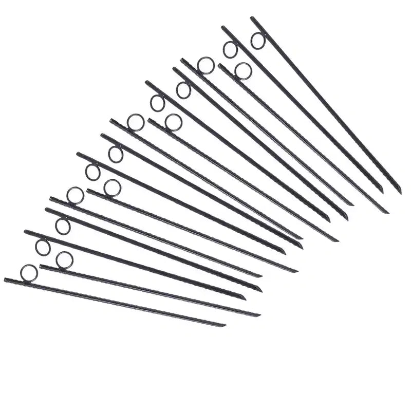 Garden Stakes, Plant Stakes With Heavy-duty 1 Loops, 3/8 Steel, Angled Ends, Non-slip Tent Canopy Ground Stakes For Campsites And Canopies