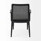 Clara Cream Fabric Seat with Cane Back and Light Brown Solid Wood Frame Dining Chair