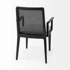 Clara Cream Fabric Seat with Cane Back and Light Brown Solid Wood Frame Dining Chair