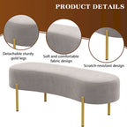 Ottoman Bench,upholstered bed bench Entryway Bench with Golden Metal Legs for Living Room - 45.7*15.4