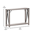 2-Tier Console Table with Metal Side Braces and Corner Caps