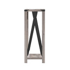 2-Tier Console Table with Metal Side Braces and Corner Caps