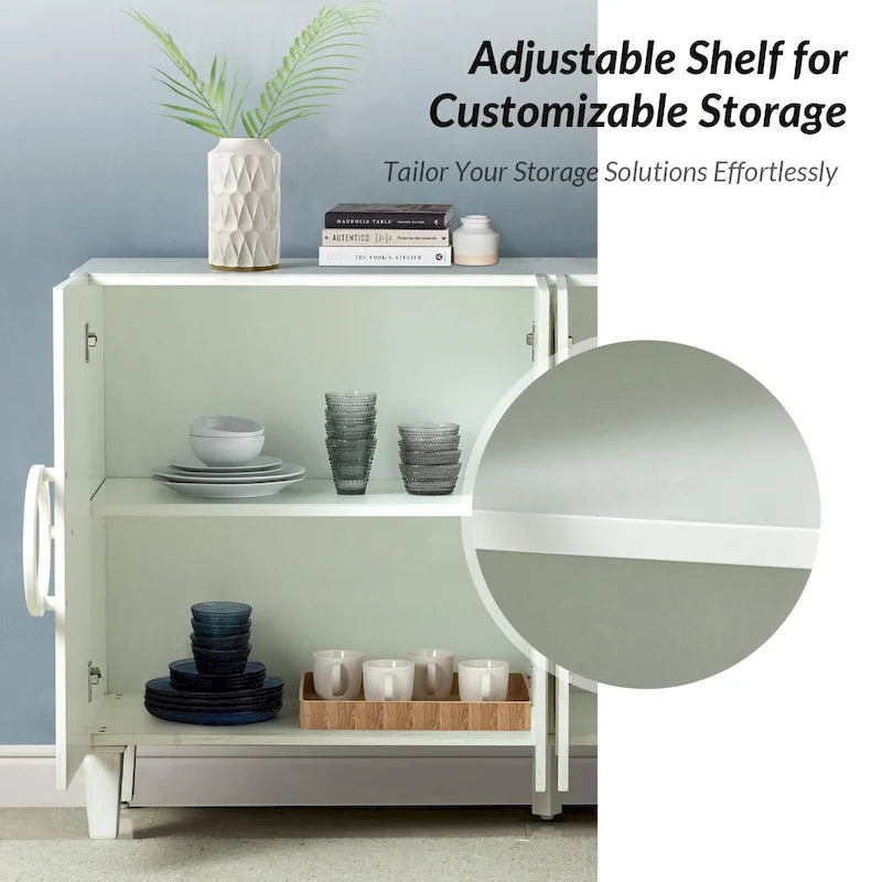 Connie 58 Contemporary Sideboard Buffet with Round Solid Wood Door Handles by HULALA HOME