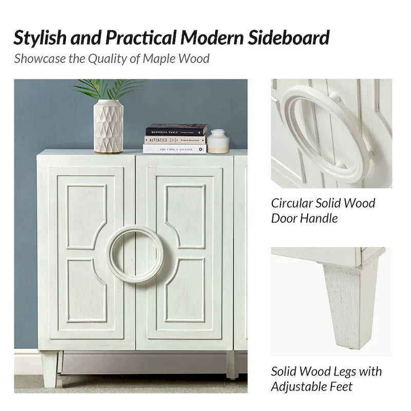 Connie 58 Contemporary Sideboard Buffet with Round Solid Wood Door Handles by HULALA HOME