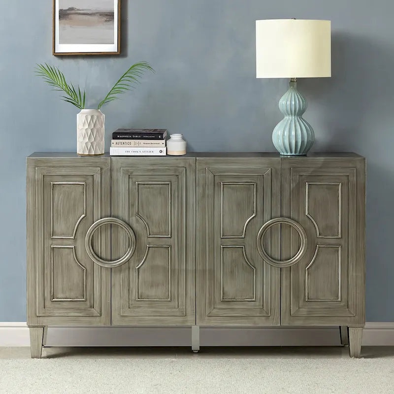 Connie 58 Contemporary Sideboard Buffet with Round Solid Wood Door Handles by HULALA HOME