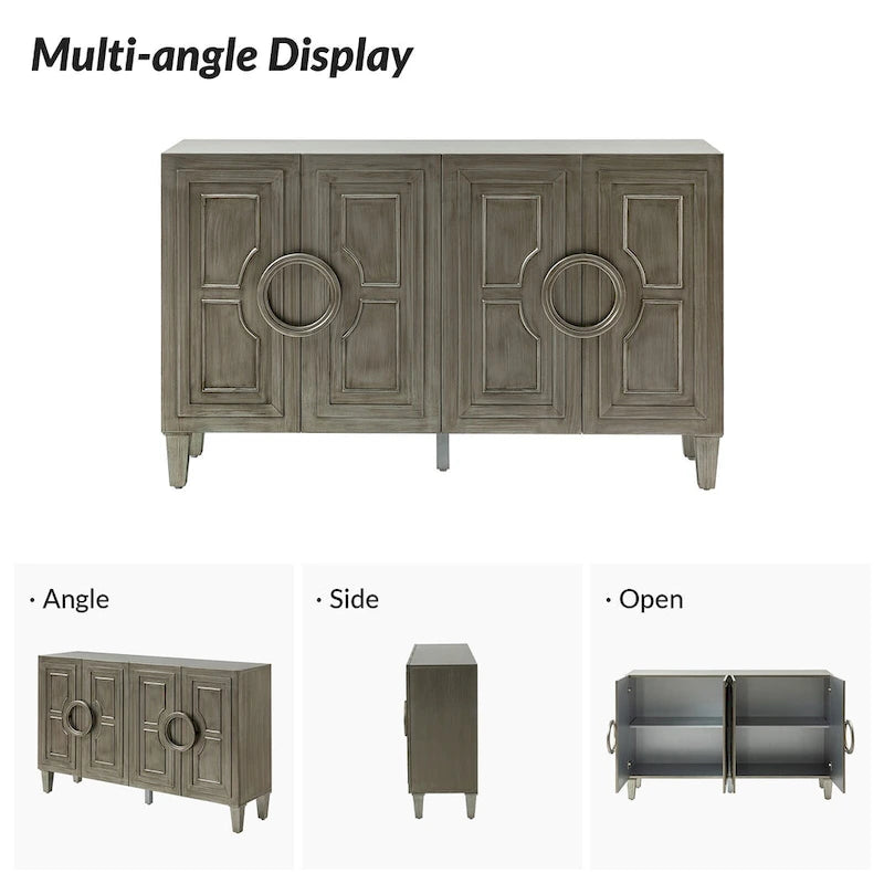Connie 58 Contemporary Sideboard Buffet with Round Solid Wood Door Handles by HULALA HOME