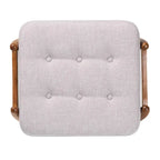 Jeanine Japandi Dark Grey Fabric and Walnut Brown Finished Wood Ottoman Footstool
