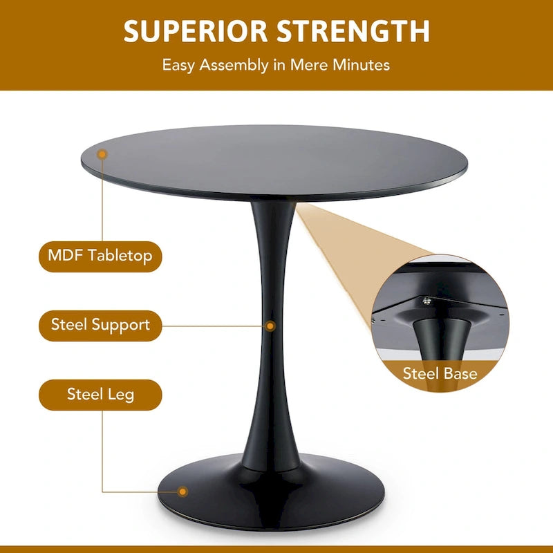 CO-Z 31.5 Inch Modern Round Kitchen and Dining Table for 2-4