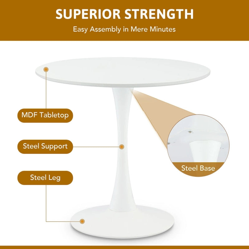 CO-Z 31.5 Inch Modern Round Kitchen and Dining Table for 2-4