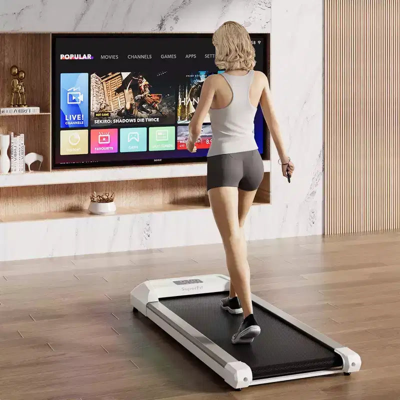 Costway 0.6-3.8MPH Walking Pad Under Desk Treadmill with Remote Control and LED Display Black/Pink/White/Grey