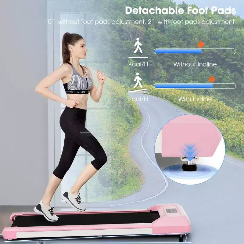 Costway 0.6-3.8MPH Walking Pad Under Desk Treadmill with Remote Control and LED Display Black/Pink/White/Grey