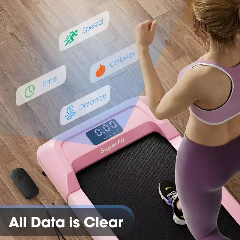 Costway 0.6-3.8MPH Walking Pad Under Desk Treadmill with Remote Control and LED Display Black/Pink/White/Grey