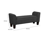 55 Inch Accent Storage Bench with Performance Velvet Upholstery, Black