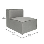 Contemporary Modular Sectional Sofa Armless Middle Chair - 36.75D x 28.25W x 28H