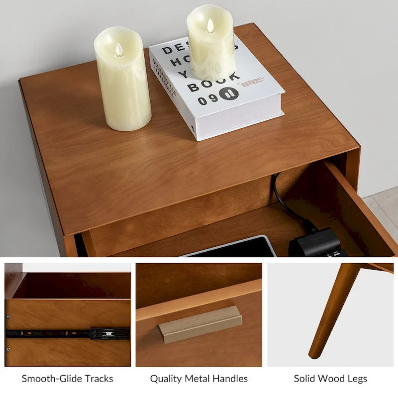 Isabel Mid-Century 2 - Drawer Wood Nightstand by HULALA HOME