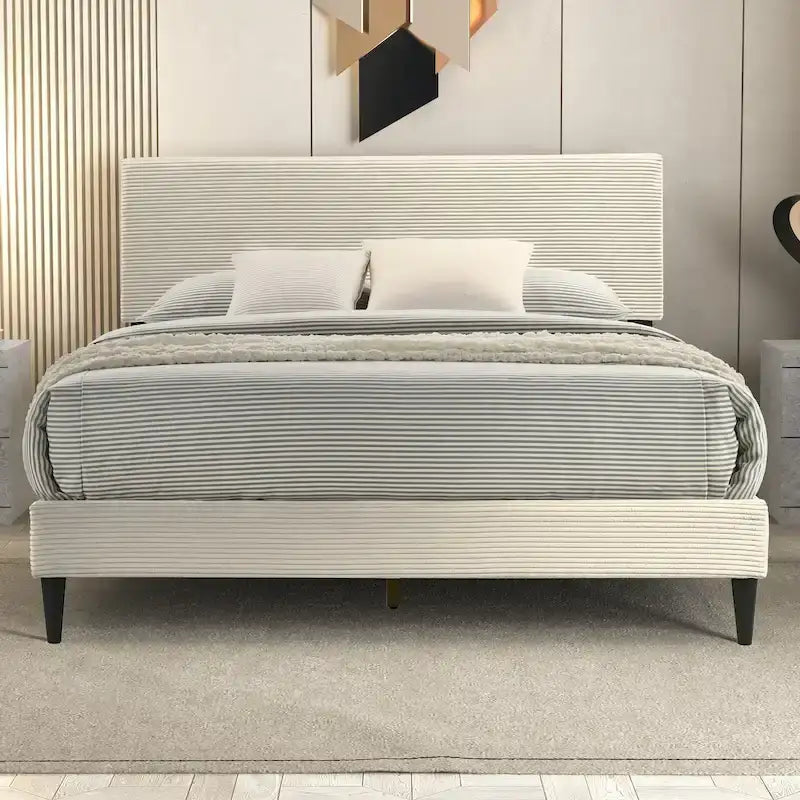 Bayson Wood Frame Queen Platform Bed With Headboard
