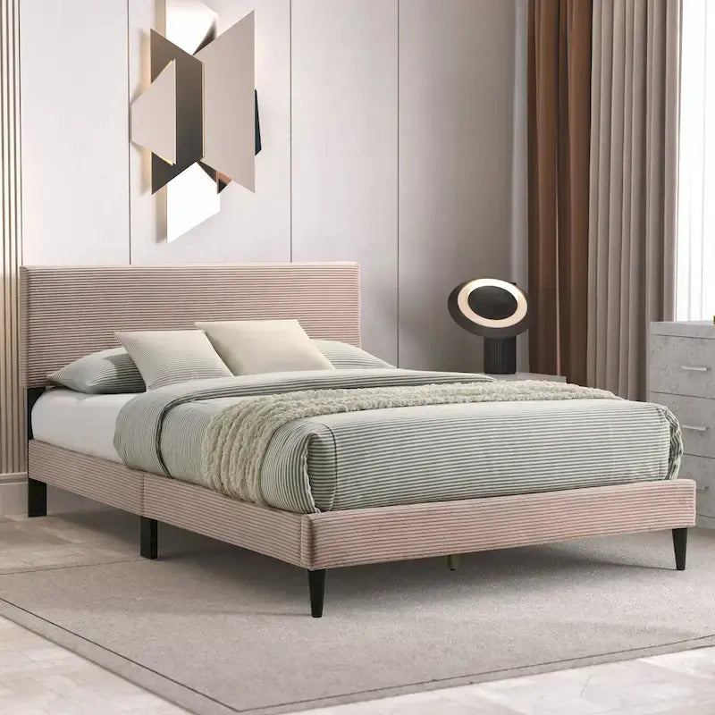 Bayson Wood Frame Queen Platform Bed With Headboard