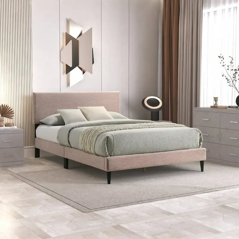 Bayson Wood Frame Queen Platform Bed With Headboard
