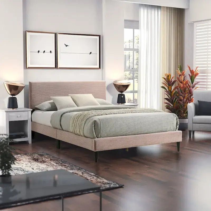 Bayson Wood Frame Queen Platform Bed With Headboard