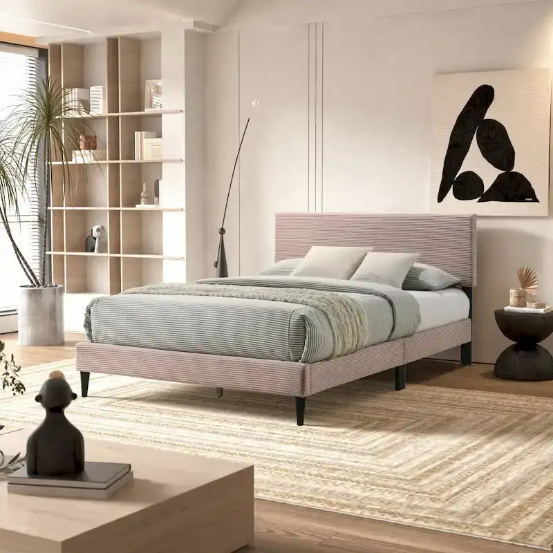 Bayson Wood Frame Queen Platform Bed With Headboard