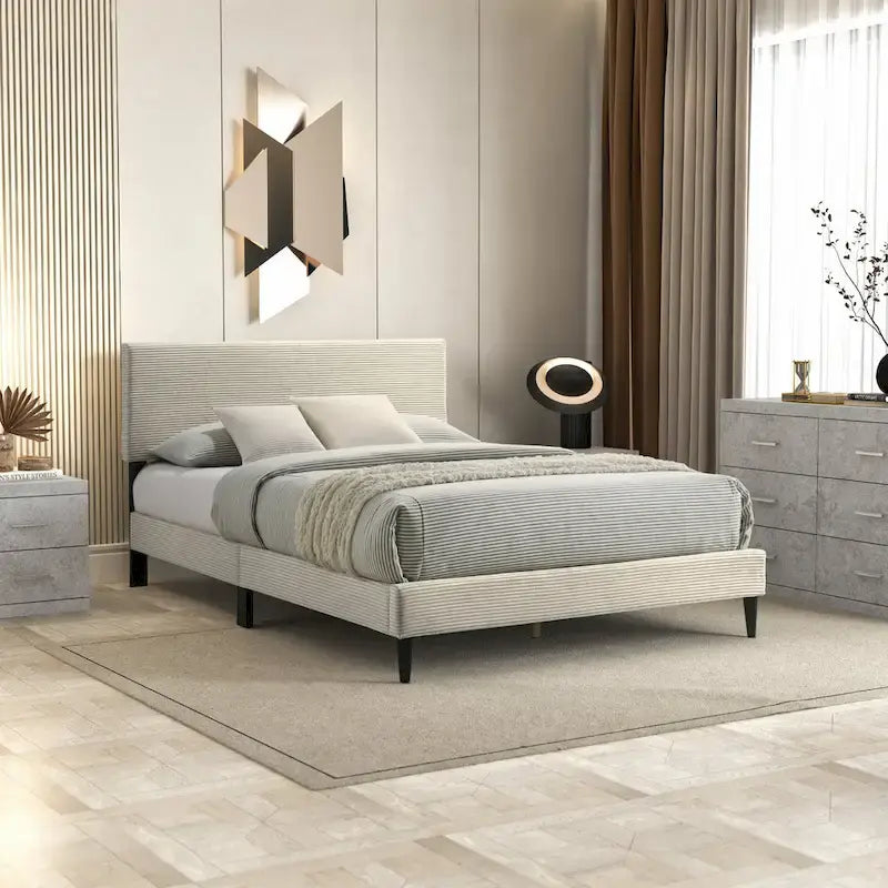 Bayson Wood Frame Queen Platform Bed With Headboard